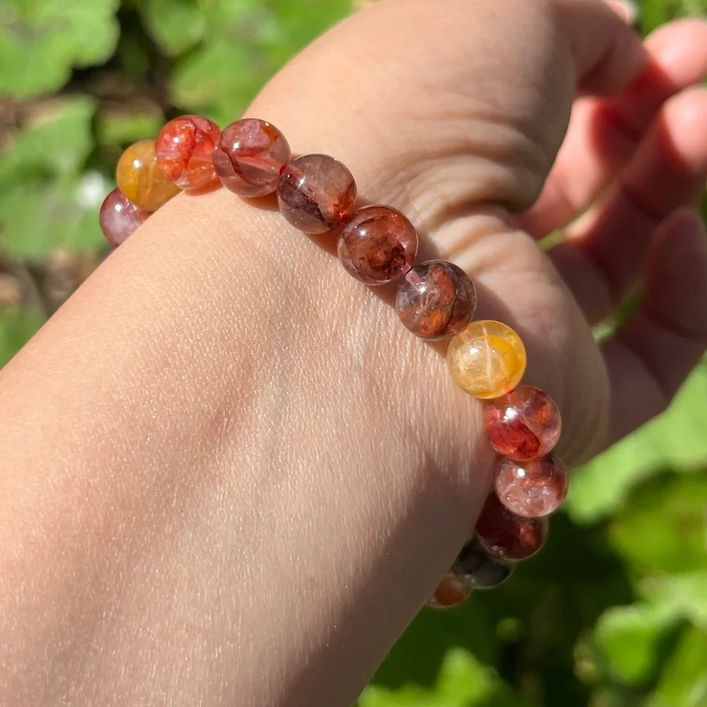 9mm stretchable fire Quartz golden healer bracelet‎